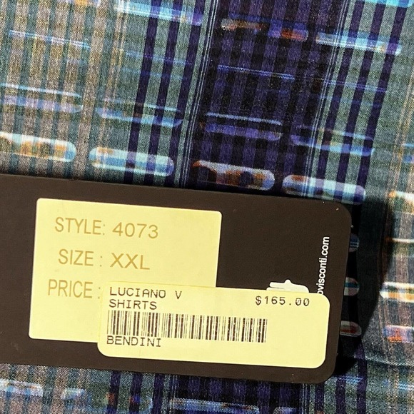 Luchiano Visconti Men's XXL Long Sleeve Button Down Cotton Blend Blue Multi NWT - Picture 9 of 16